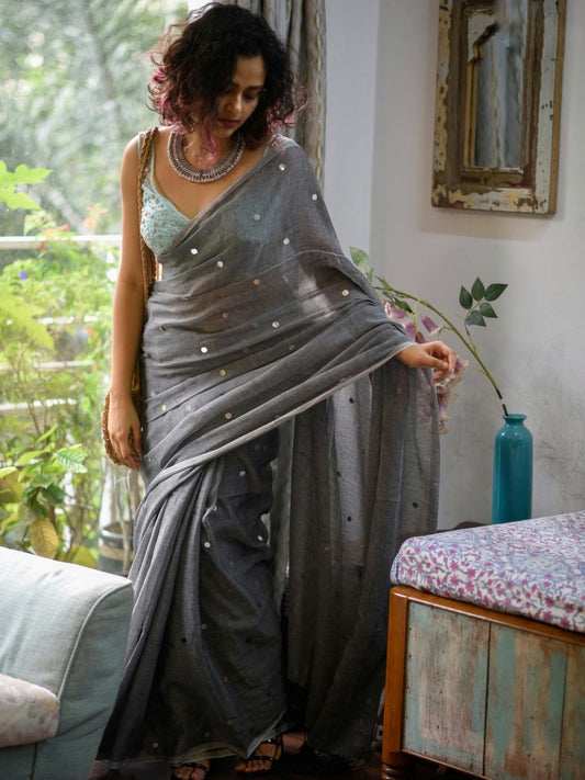 Hand made pure khadi sparkling cotton saree