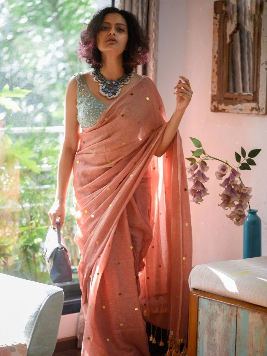 Hand made pure khadi sparkling cotton saree