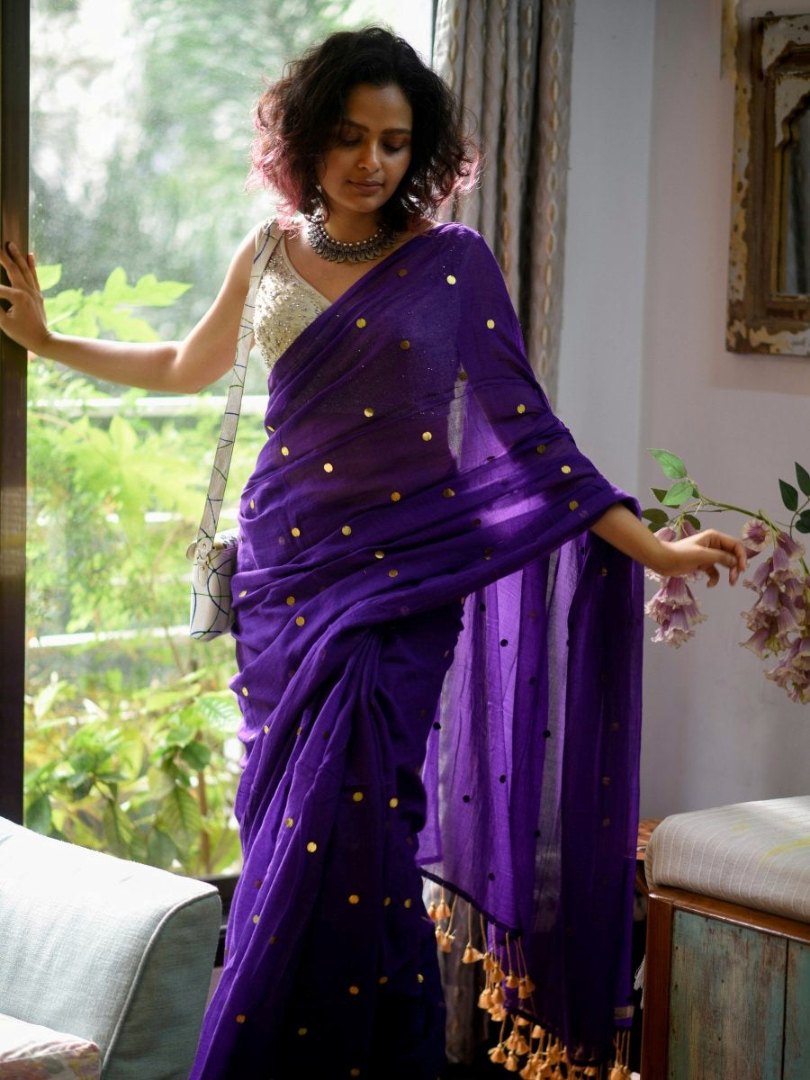 Hand made pure khadi sparkling cotton saree