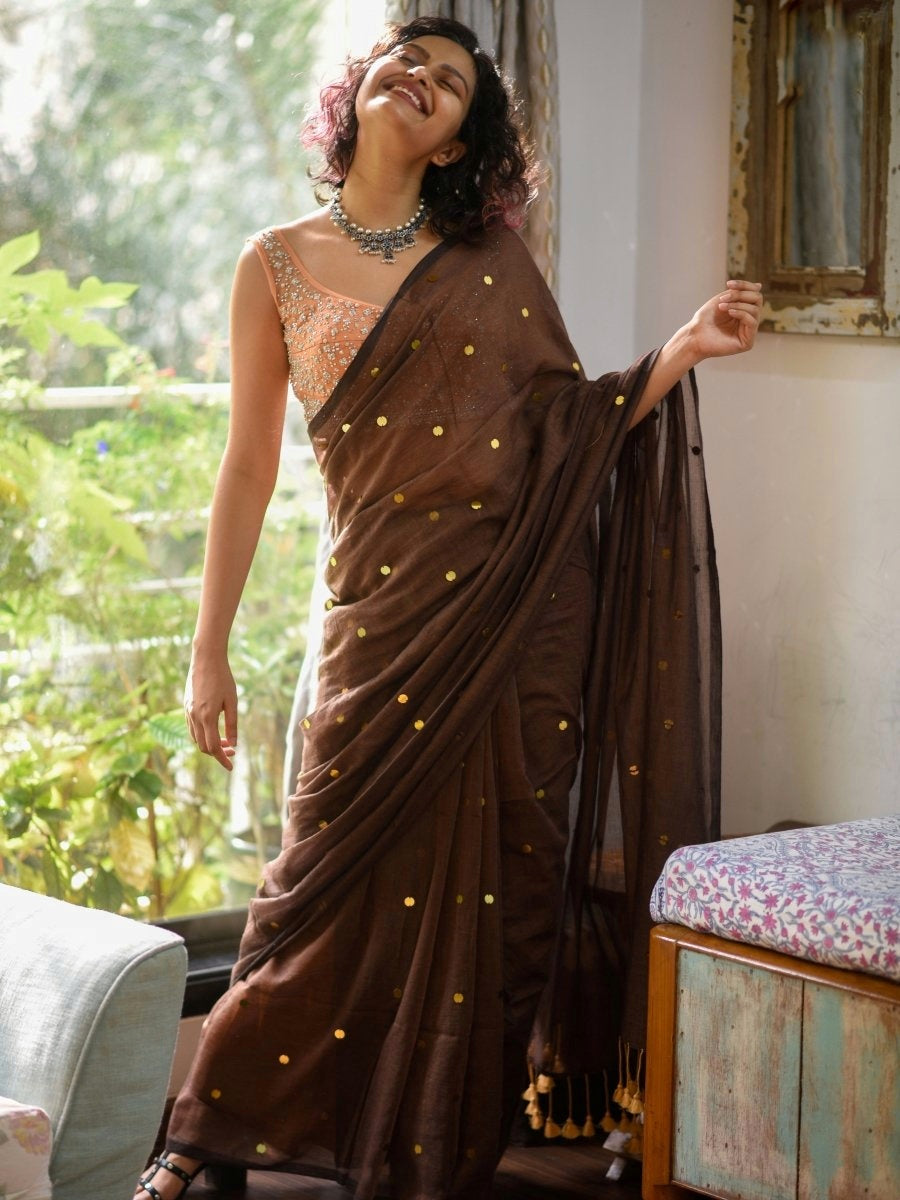 Hand made pure khadi sparkling cotton saree