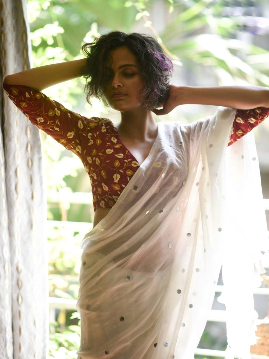 Hand made pure khadi sparkling cotton saree