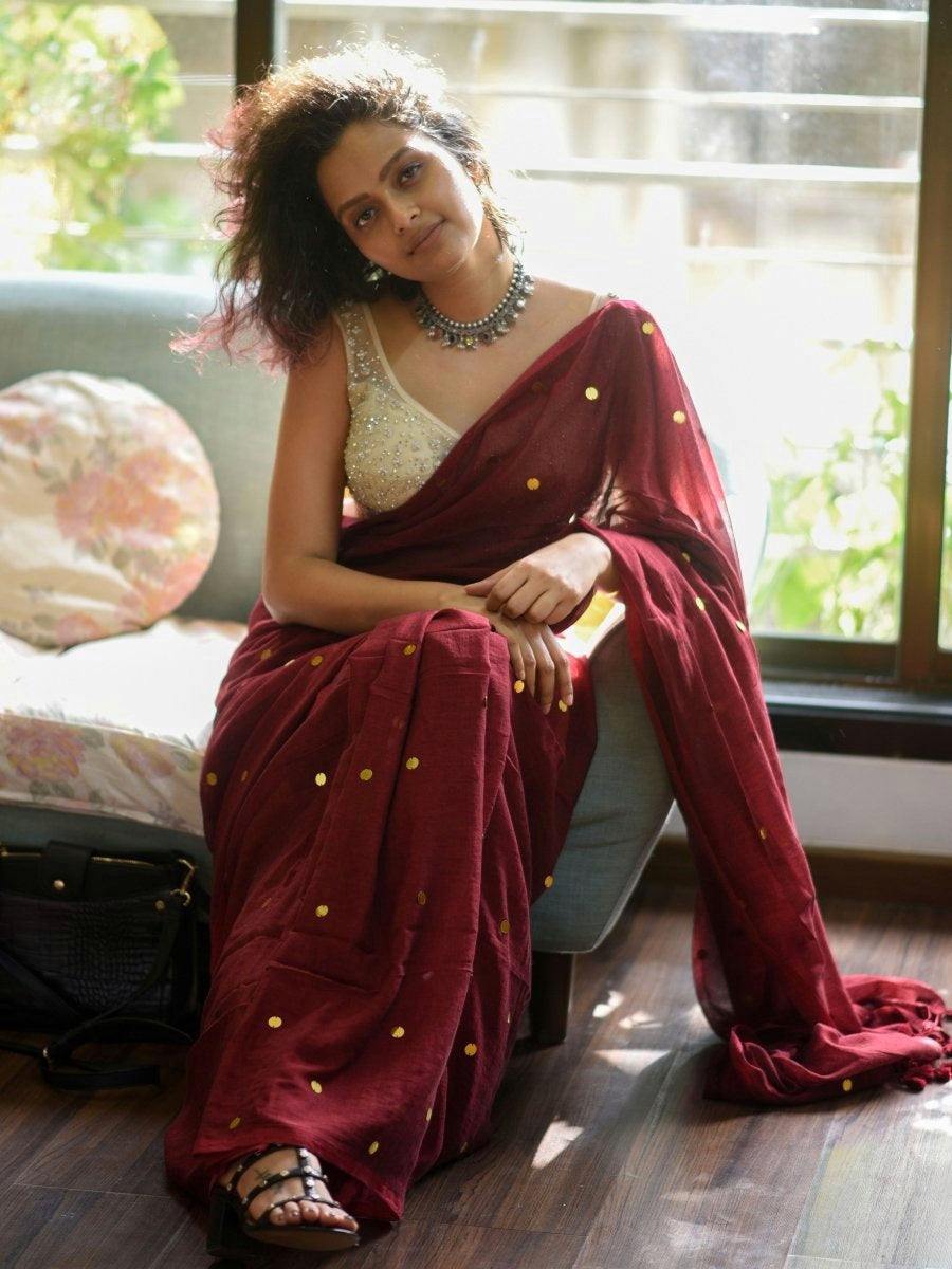 Hand made pure khadi sparkling cotton saree