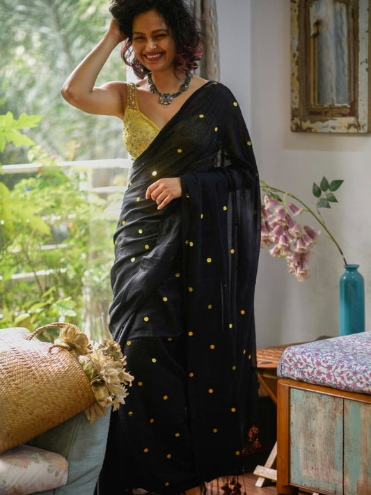 Hand made pure khadi sparkling cotton saree